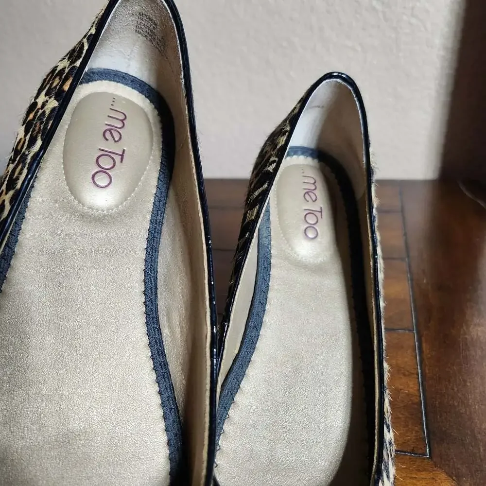 Leopard Print Cheetah Calf Hair Flats Genuine Leather Size 8M